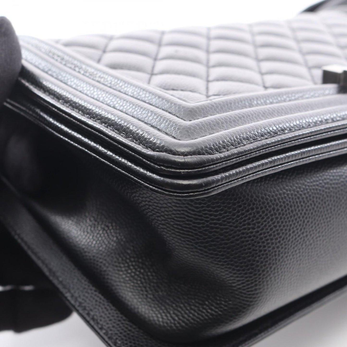 Chanel Shoulder Bag Black Caviar Leather Chain — view 8