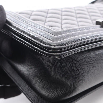 Chanel Shoulder Bag Black Caviar Leather Chain — view 8