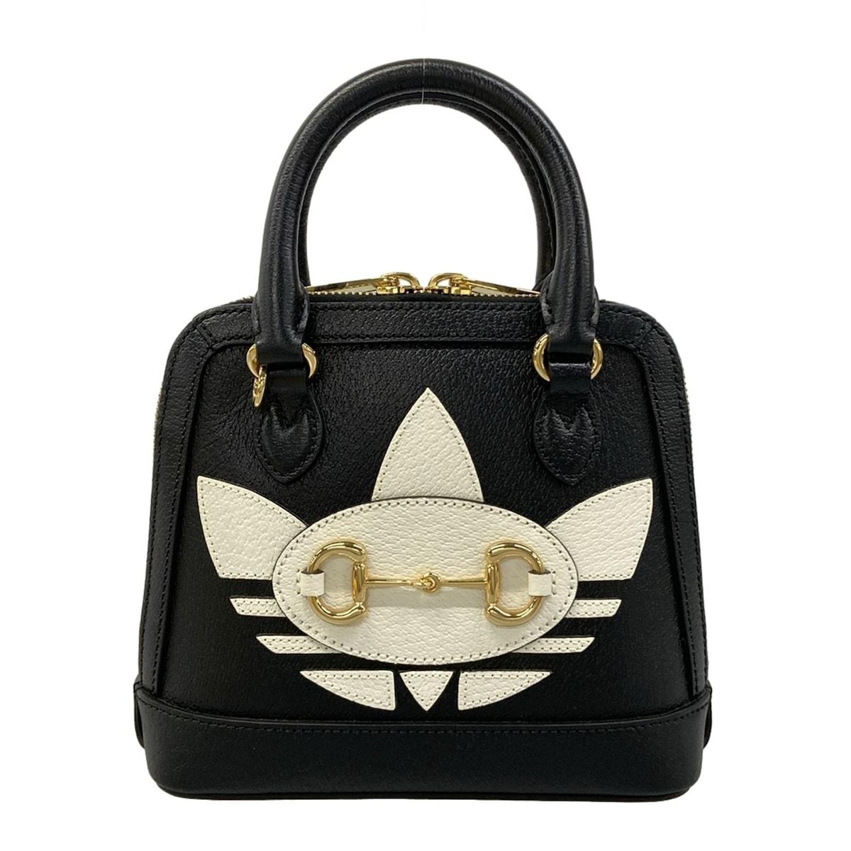 Gucci Handbag Horsebit Black White Adidas Collaboration Leather