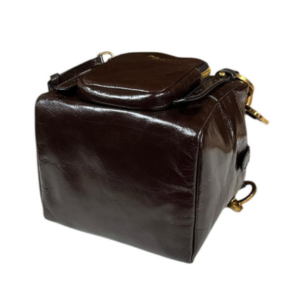 Prada Dangle Top Handle Mini Shoulder Bag Leather Brown — view 5