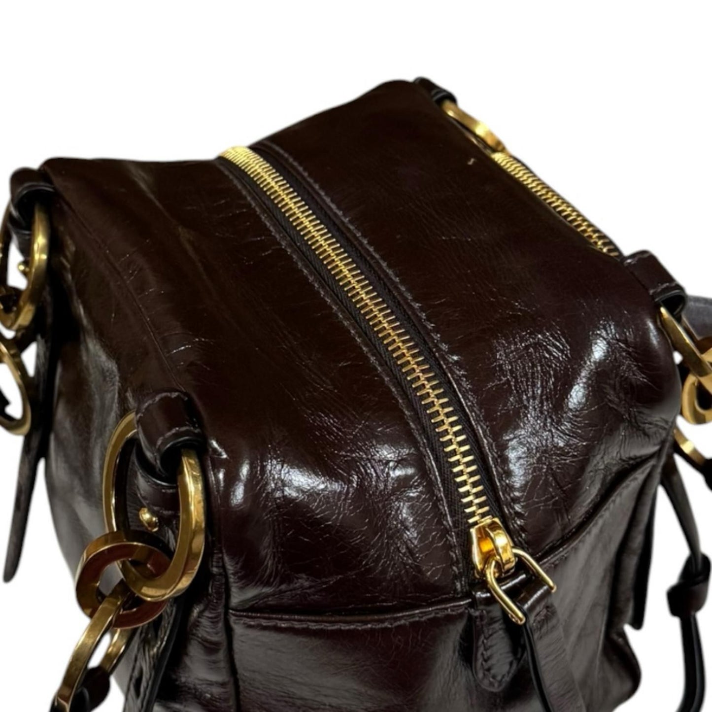 Prada Dangle Top Handle Mini Shoulder Bag Leather Brown — view 9