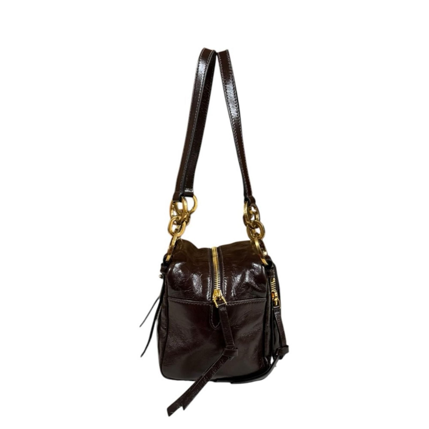 Prada Dangle Top Handle Mini Shoulder Bag Leather Brown — view 4