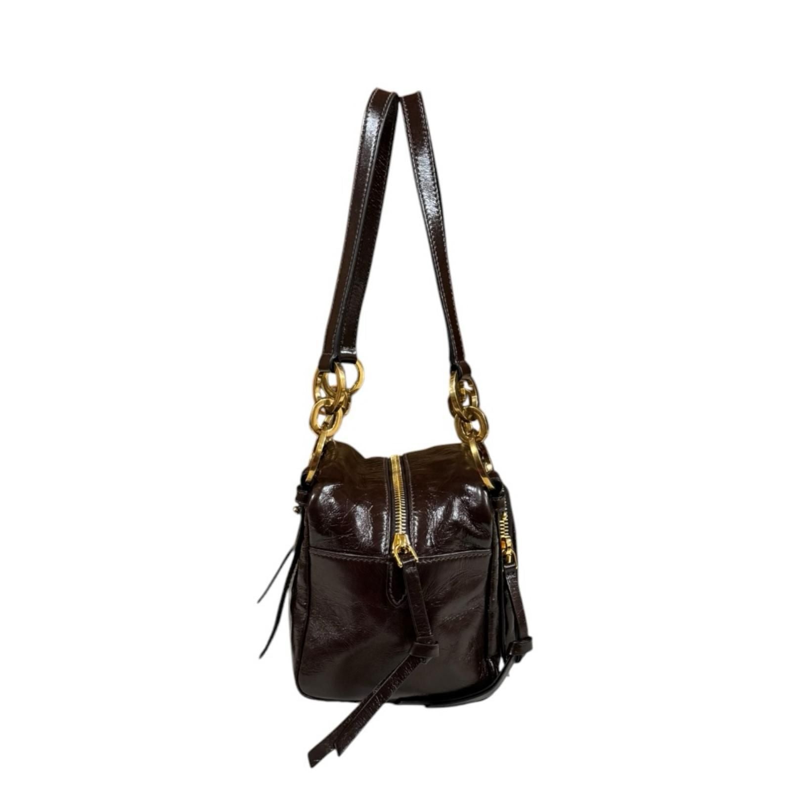 Prada Dangle Top Handle Mini Shoulder Bag Leather Brown — view 4