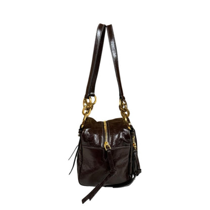 Prada Dangle Top Handle Mini Shoulder Bag Leather Brown — view 4