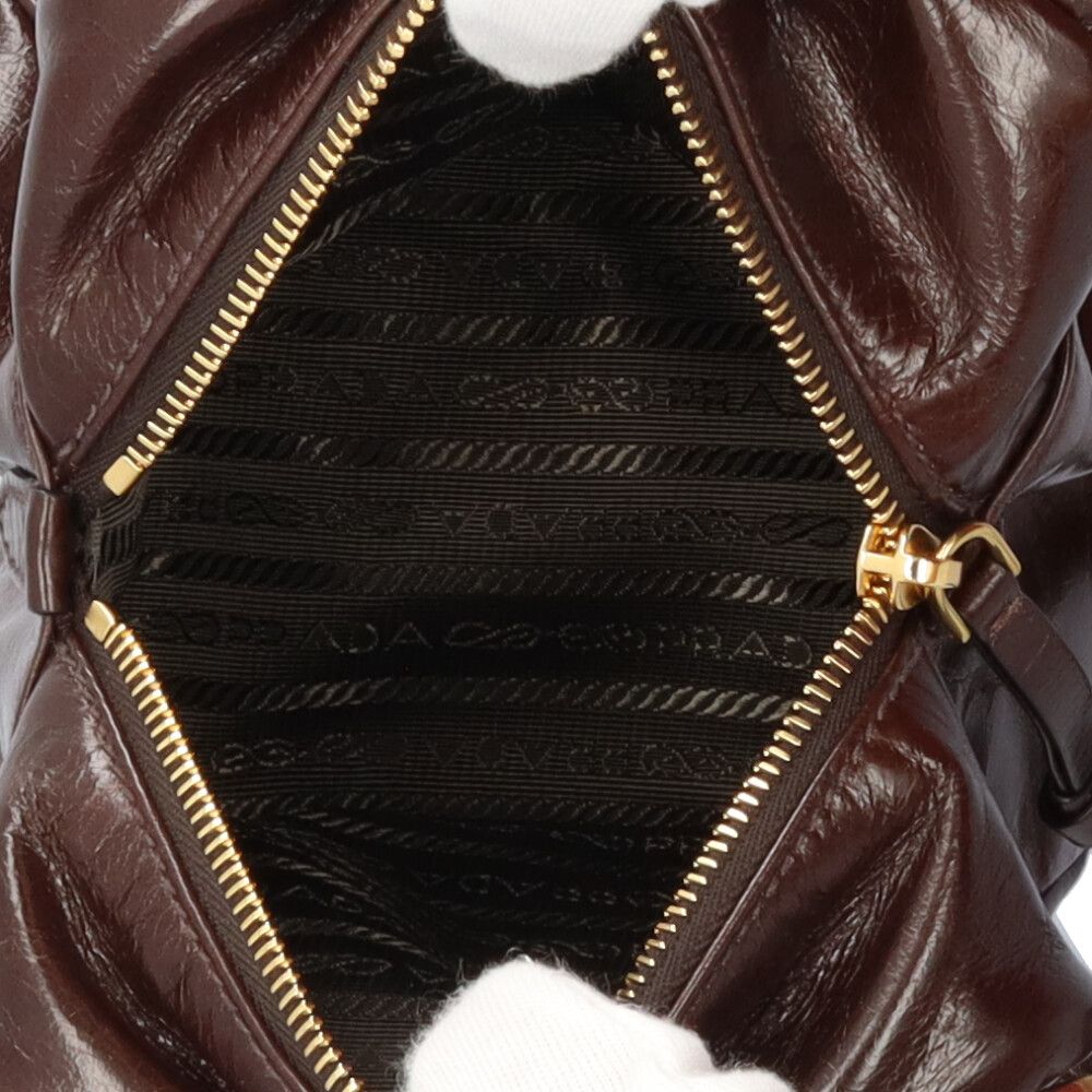 Prada Dangle Top Handle Mini Shoulder Bag Leather Brown — view 6