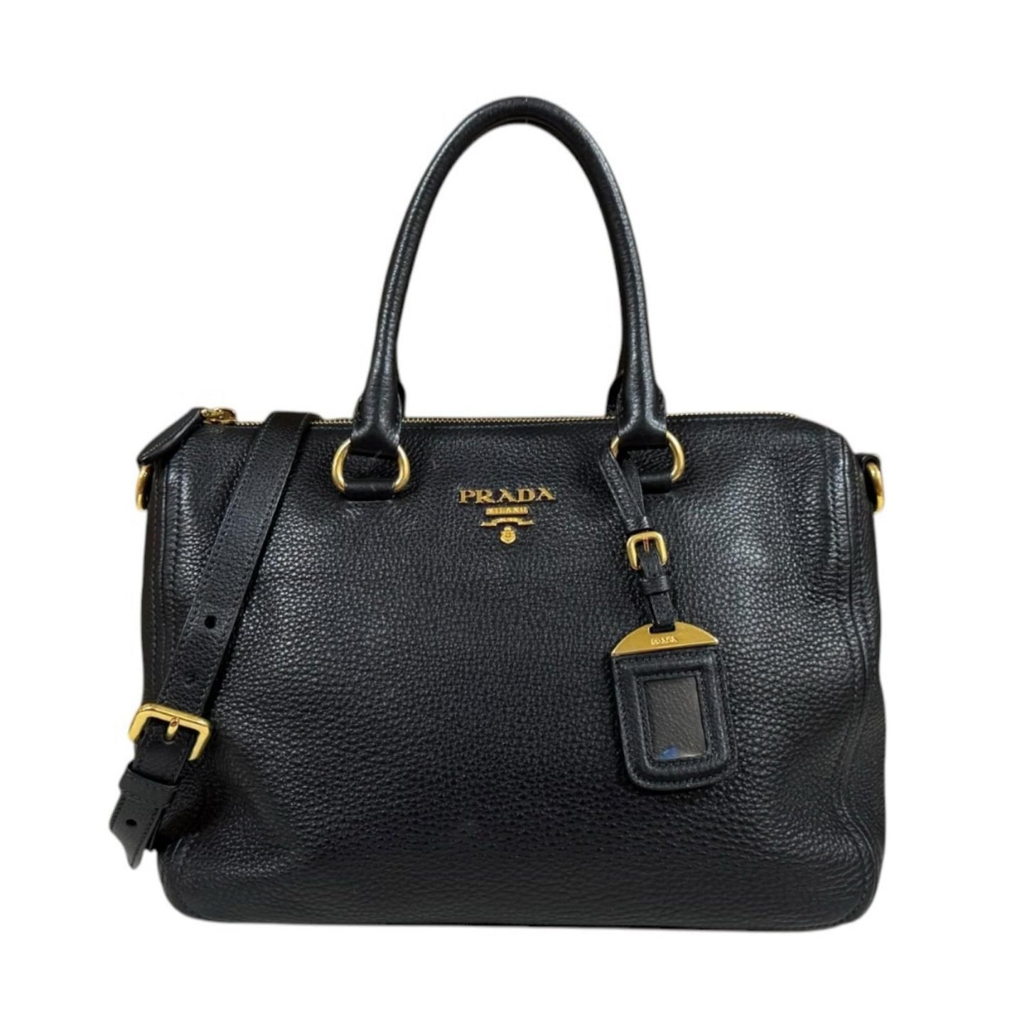 Prada Vitello Phoenix Shoulder Bag Leather Black