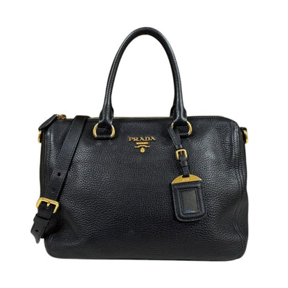Prada Vitello Phoenix Shoulder Bag Leather Black