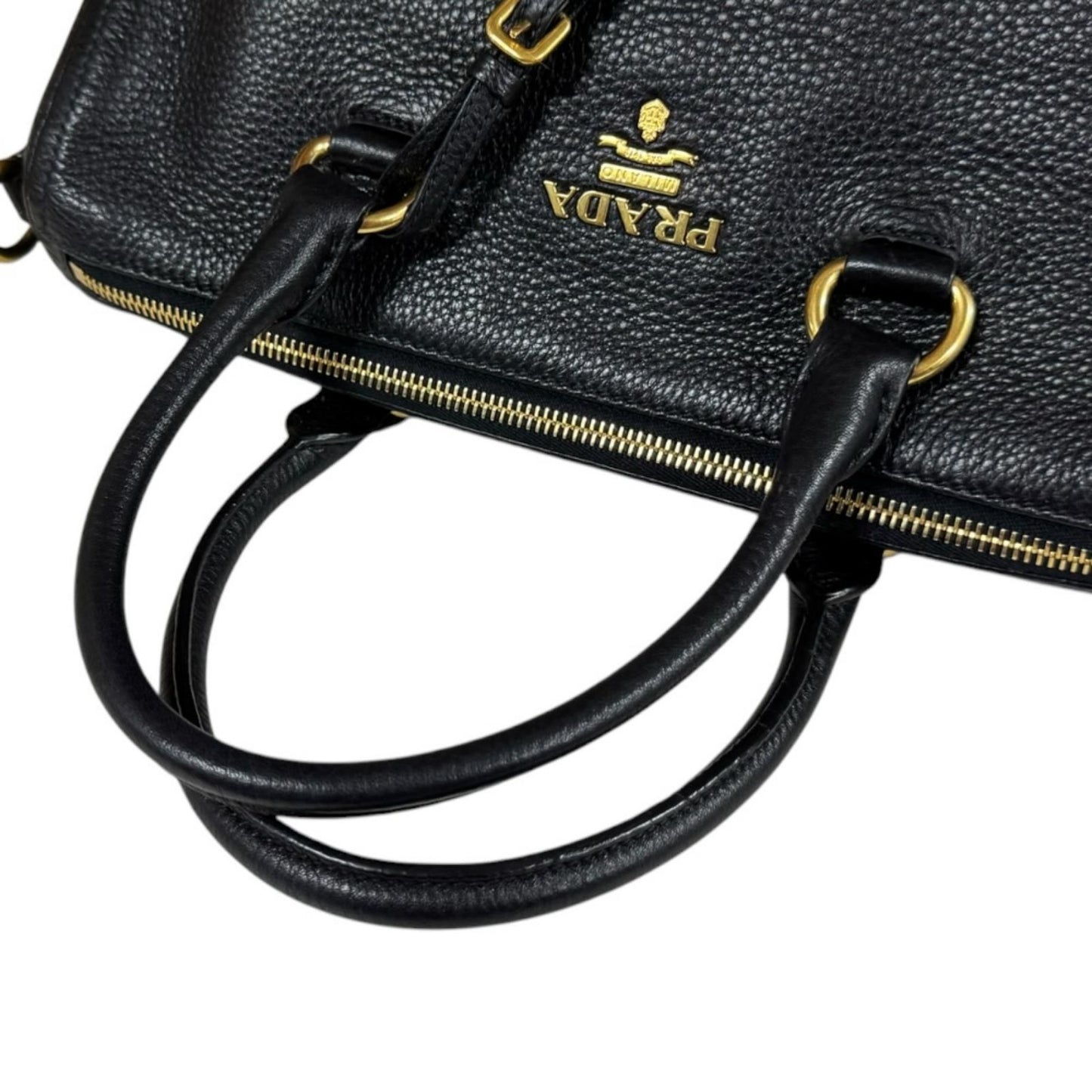 Prada Vitello Phoenix Shoulder Bag Leather Black — view 9