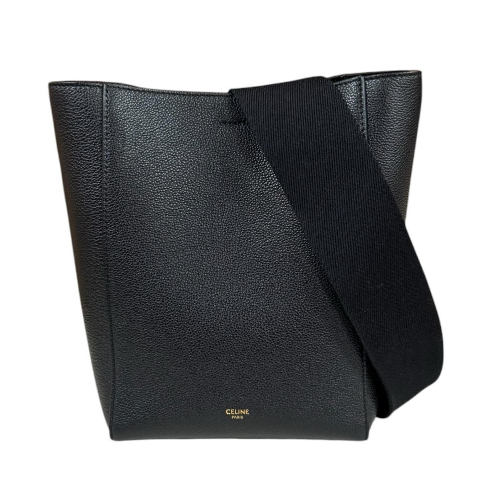 Celine Sangle Bucket Small Shoulder Bag Leather Black