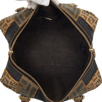 Fendi Zucca Zucchino Mini Boston Bag Shoulder Black Brown Canvas Leather — view 8