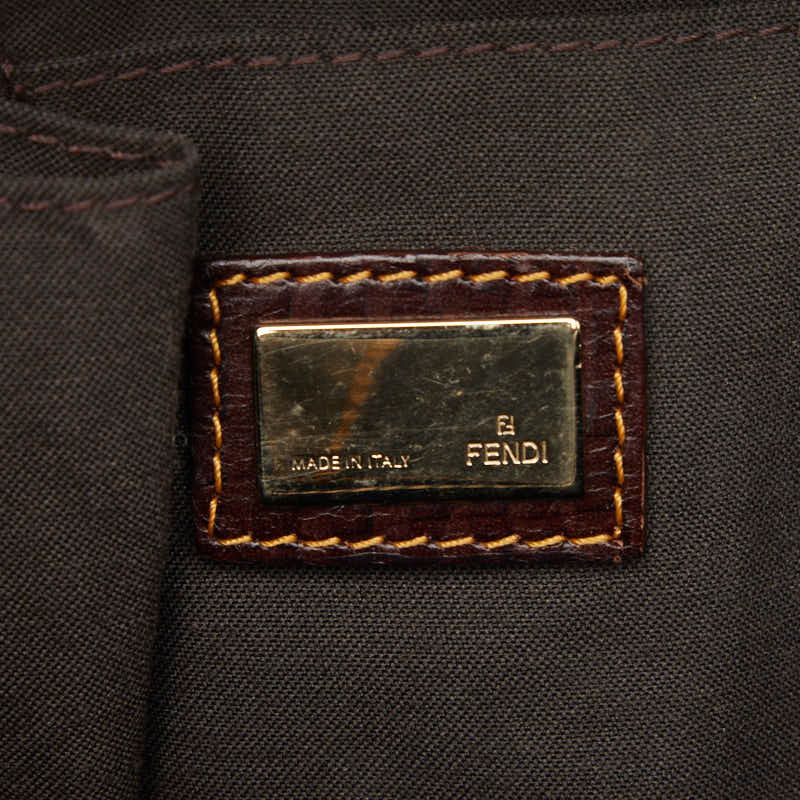 Fendi Zucca Zucchino Mini Boston Bag Shoulder Black Brown Canvas Leather — view 9