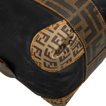 Fendi Zucca Zucchino Mini Boston Bag Shoulder Black Brown Canvas Leather — view 7