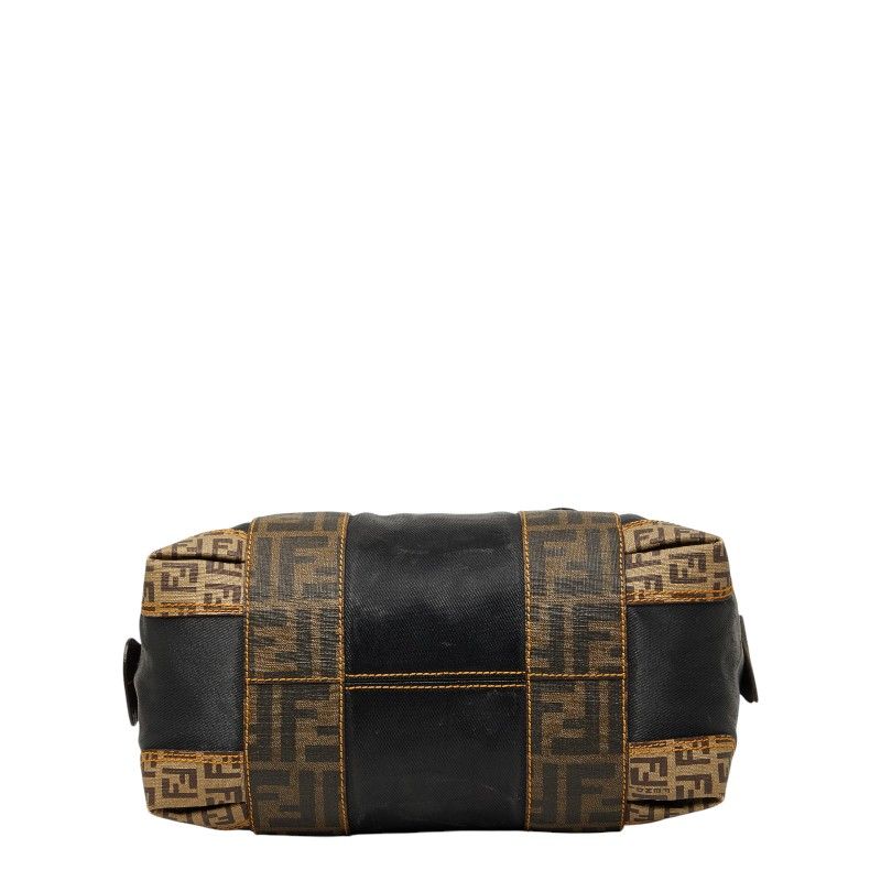 Fendi Zucca Zucchino Mini Boston Bag Shoulder Black Brown Canvas Leather — view 3