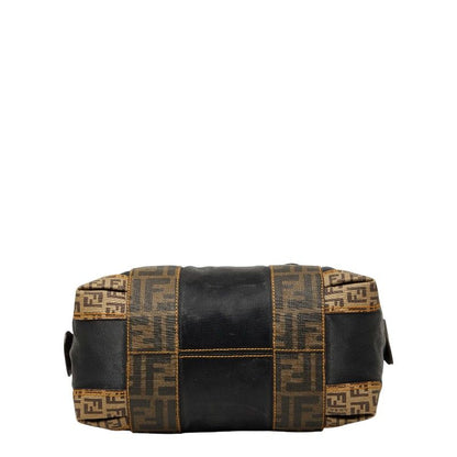 Fendi Zucca Zucchino Mini Boston Bag Shoulder Black Brown Canvas Leather — view 3