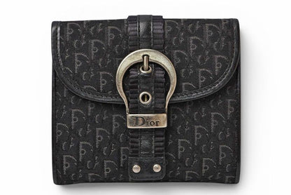 Dior Trifold Wallet Folded Trotter Jacquard Black Vintage