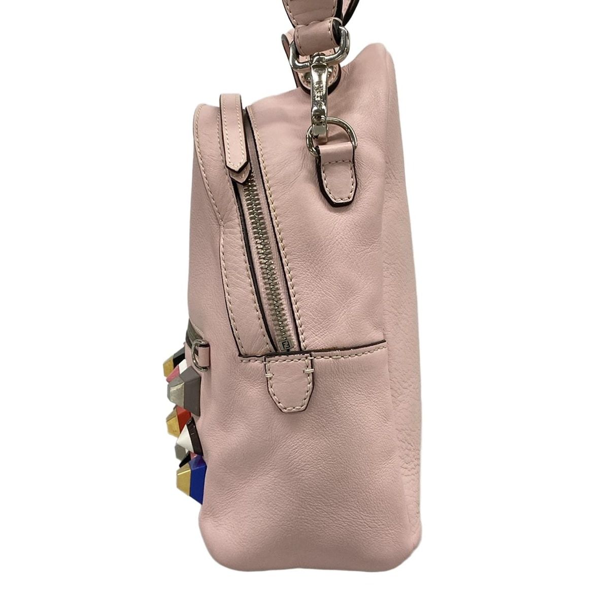 Fendi Shoulder Bag Bolsa Vit Dolce Light Pink Studs Leather — view 4