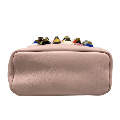 Fendi Shoulder Bag Bolsa Vit Dolce Light Pink Studs Leather — view 5