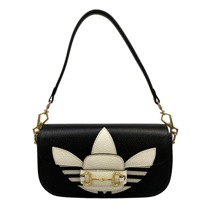 Gucci Horsebit Small Shoulder Bag Black White Adidas Collaboration Leather