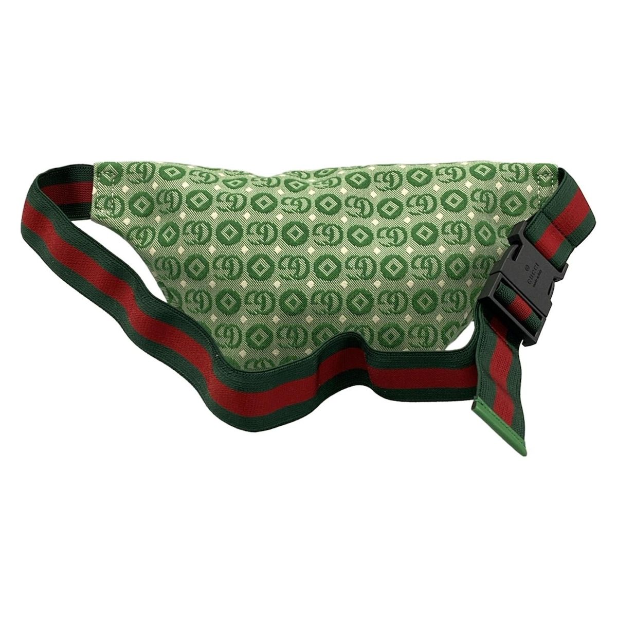 Gucci Waist Pouch Interlocking Children's Green Ivory Red Leather — view 3