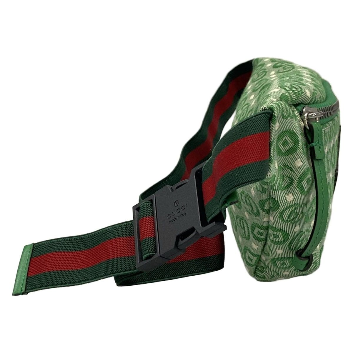Gucci Waist Pouch Interlocking Children's Green Ivory Red Leather — view 2