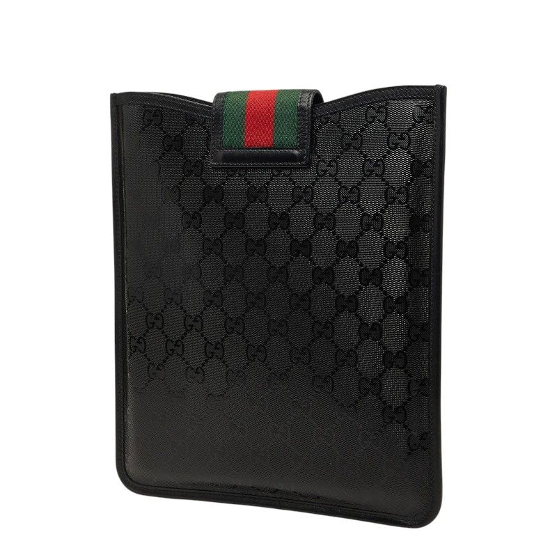 Gucci GG Supreme Sherry Line iPad Case Black Leather — view 2