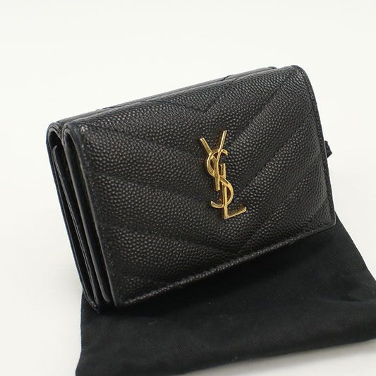 Saint Laurent Origami Tiny Wallet YSL Monogram Trifold Calf