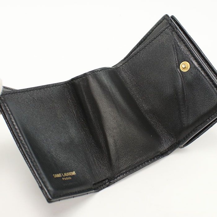 Saint Laurent Origami Tiny Wallet YSL Monogram Trifold Calf — view 3