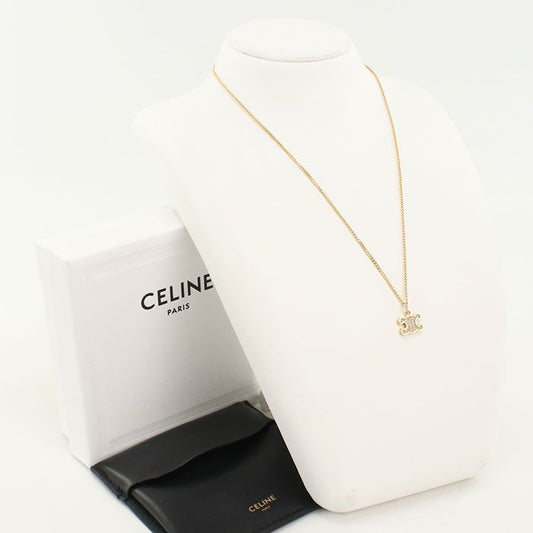 Celine Rhinestone Triomphe Necklace Metal