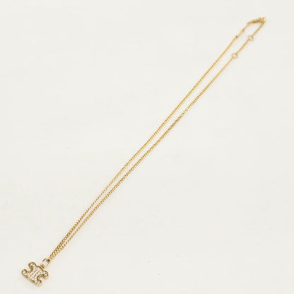 Celine Rhinestone Triomphe Necklace Metal — view 3