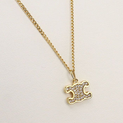 Celine Rhinestone Triomphe Necklace Metal — view 2