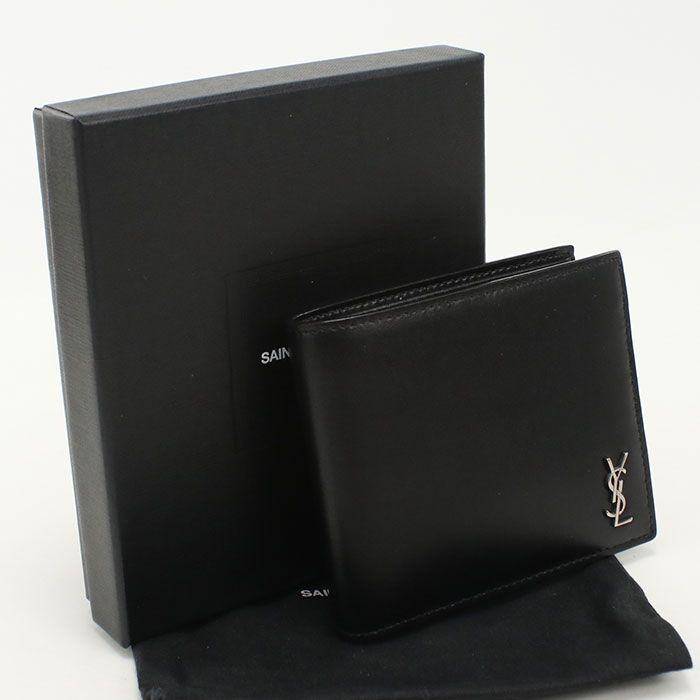 Saint Laurent Wallet with Coin Pass TinY Cassandra East West Bifold Calf