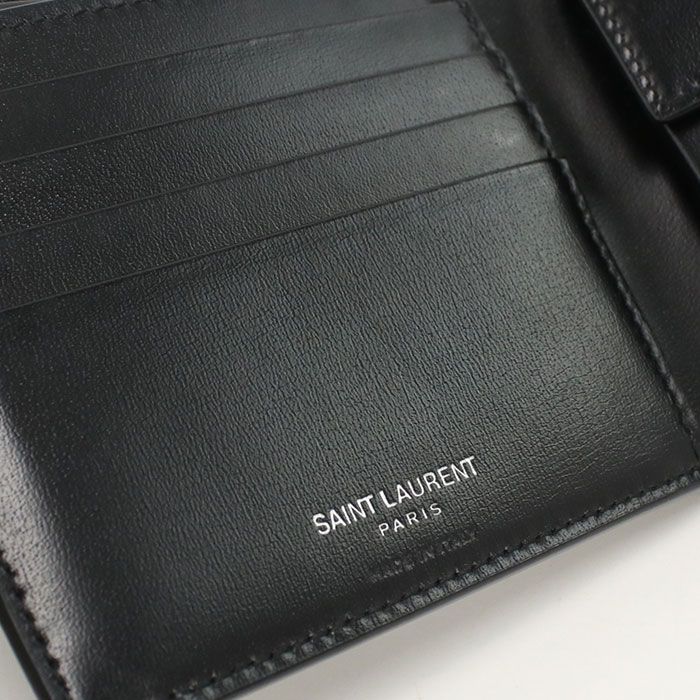 Saint Laurent Wallet with Coin Pass TinY Cassandra East West Bifold Calf — view 6