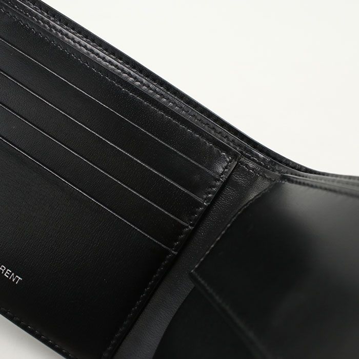Saint Laurent Wallet with Coin Pass TinY Cassandra East West Bifold Calf — view 8