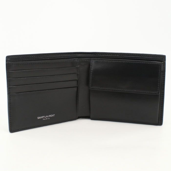 Saint Laurent Wallet with Coin Pass TinY Cassandra East West Bifold Calf — view 3