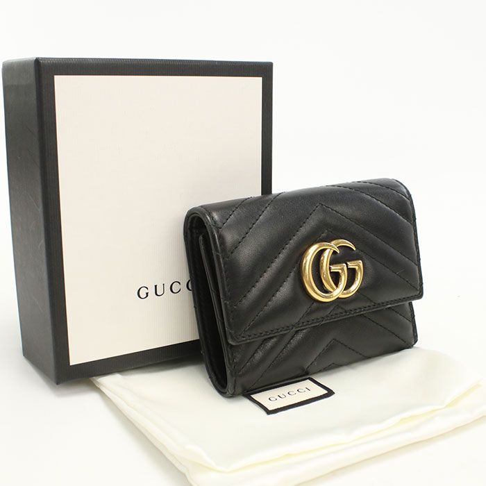 Gucci GG Marmont Trifold Wallet Quilted Leather