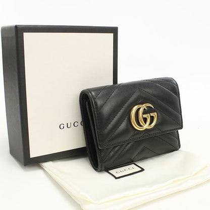 Gucci GG Marmont Trifold Wallet Quilted Leather
