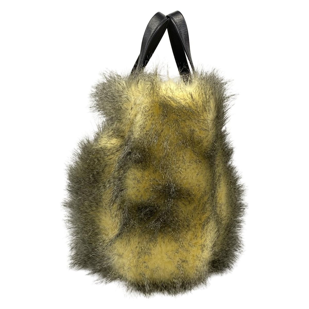Prada Tote Ivory Black Leather Faux Fur — view 4