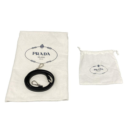 Prada Tote Ivory Black Leather Faux Fur — view 8