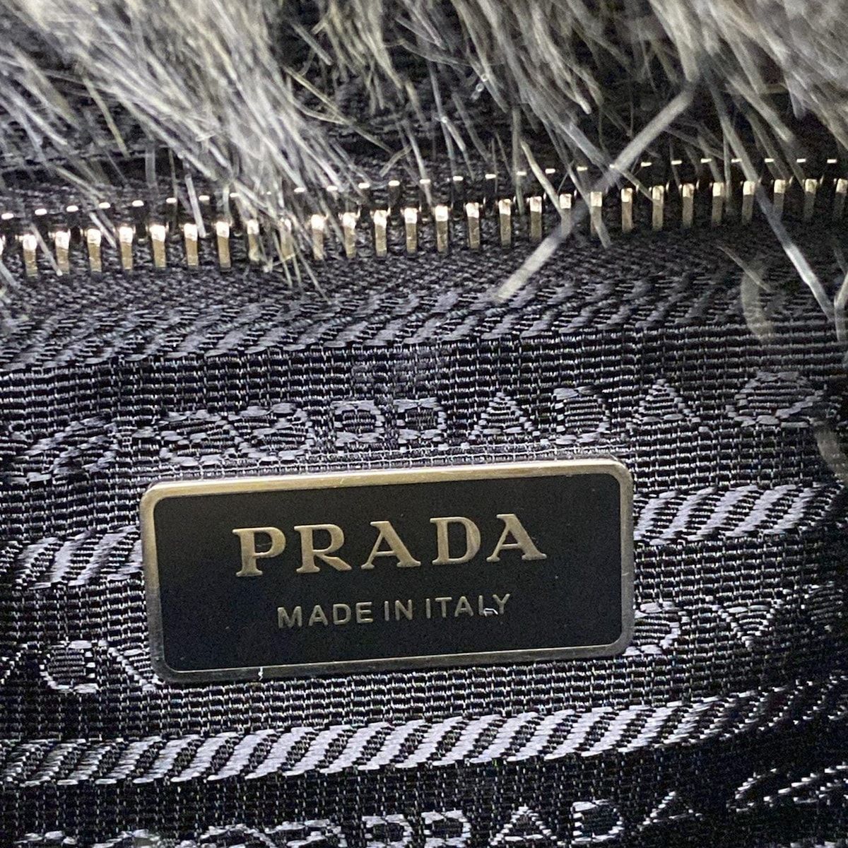 Prada Tote Ivory Black Leather Faux Fur — view 9