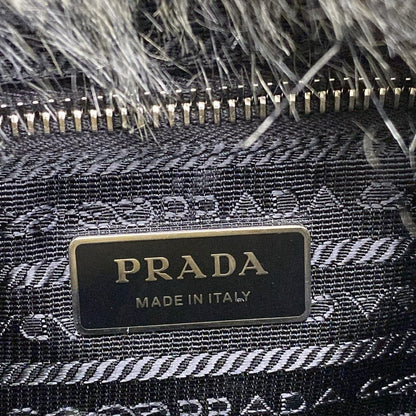 Prada Tote Ivory Black Leather Faux Fur — view 9