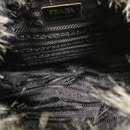 Prada Tote Ivory Black Leather Faux Fur — view 7