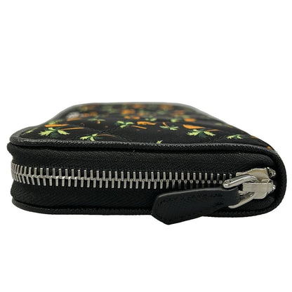 Prada Wallet Black Orange Green Zip Around Palm Tree Pattern Leather — view 9