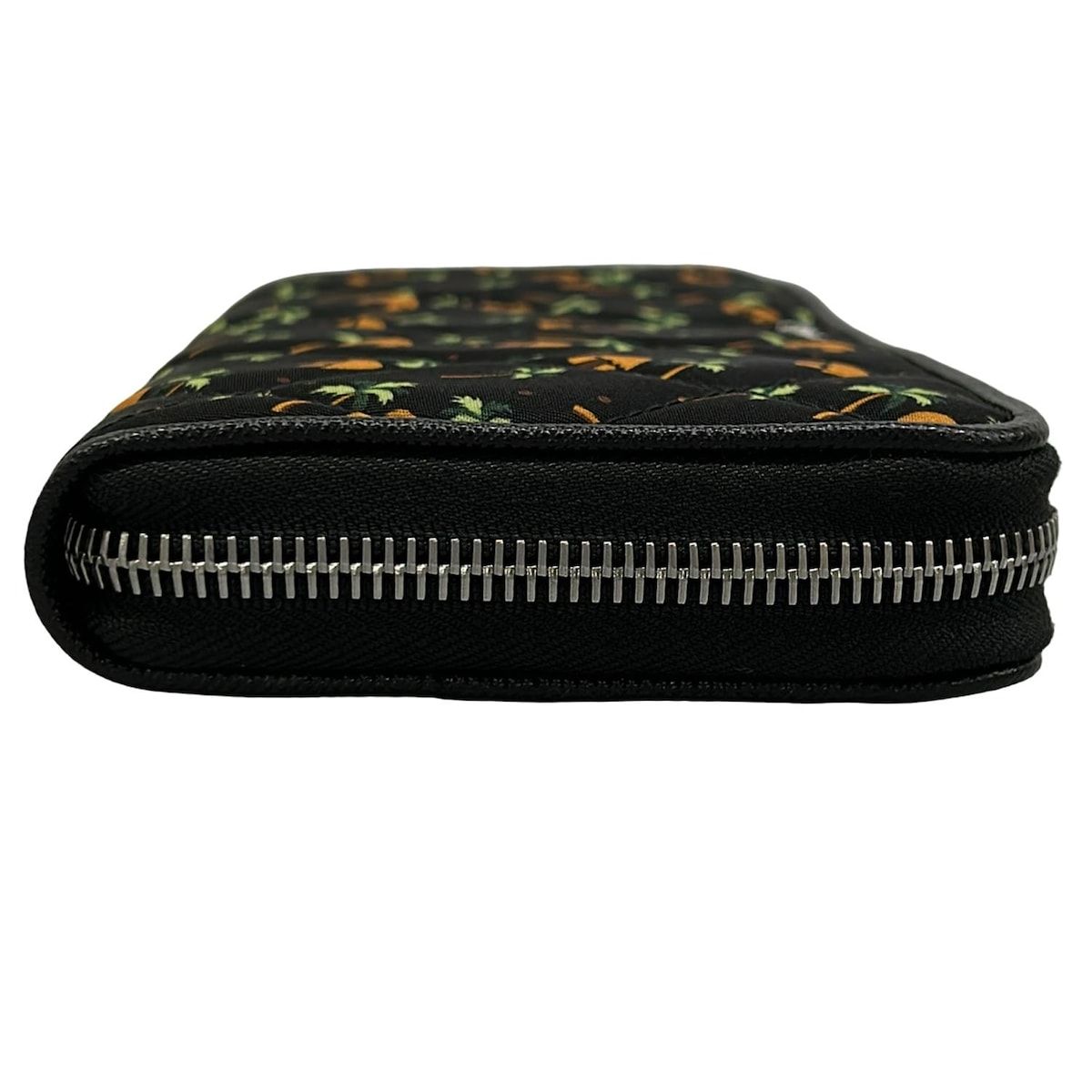 Prada Wallet Black Orange Green Zip Around Palm Tree Pattern Leather — view 8