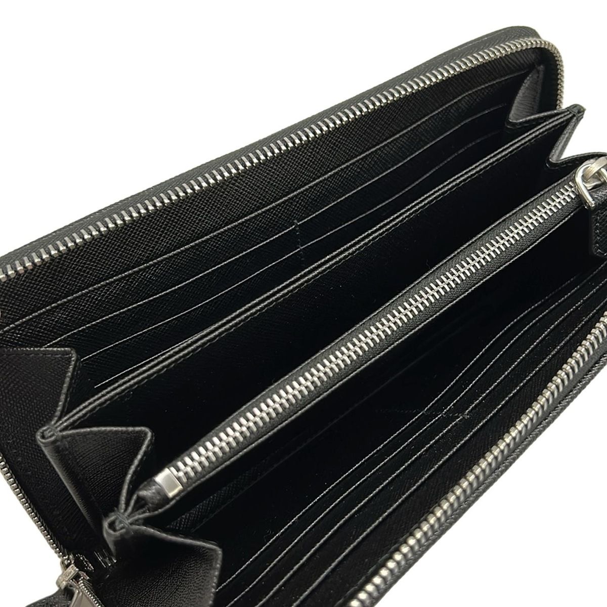 Prada Wallet Black Orange Green Zip Around Palm Tree Pattern Leather — view 3