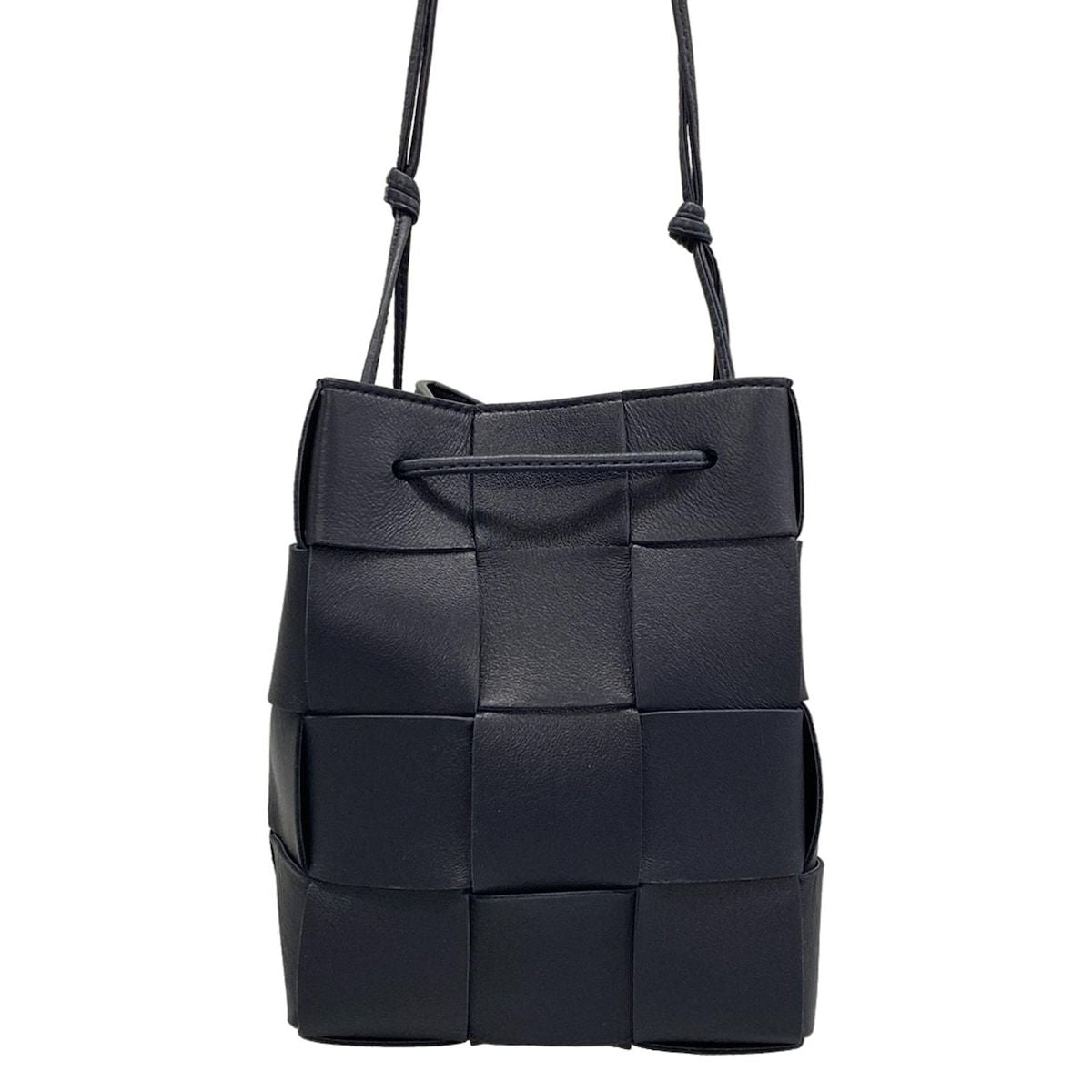Bottega Veneta Shoulder Bag Small Cassette Crossbody Navy Leather — view 3