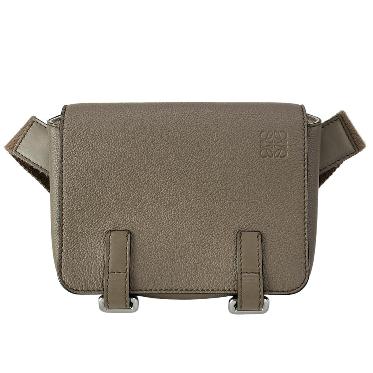 Loewe Waist Pouch Military Messenger Bag Dark Brown Leather