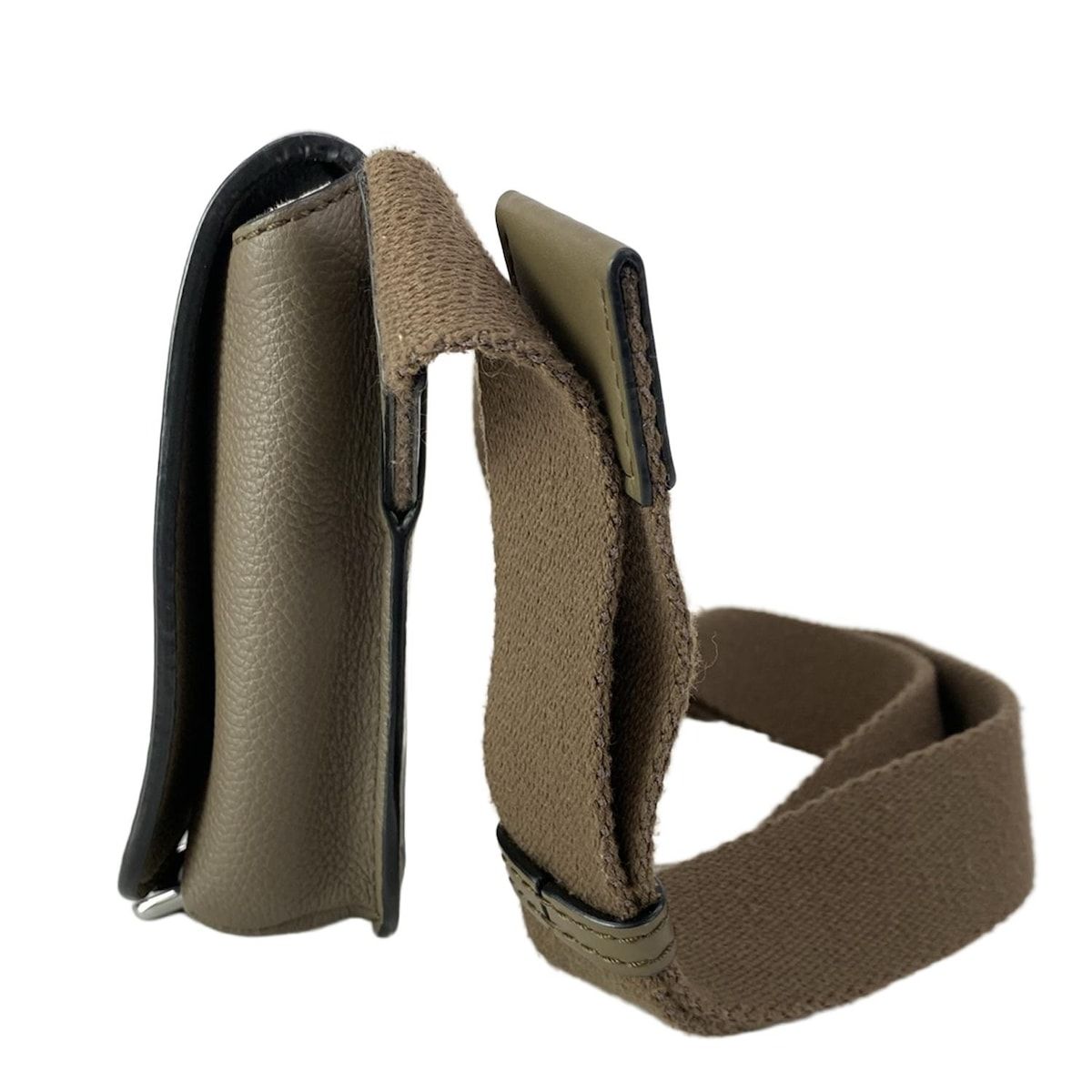 Loewe Waist Pouch Military Messenger Bag Dark Brown Leather — view 4