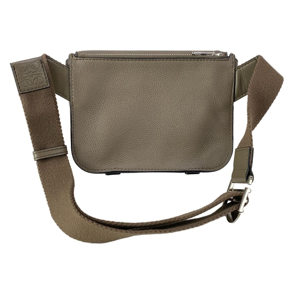 Loewe Waist Pouch Military Messenger Bag Dark Brown Leather — view 3