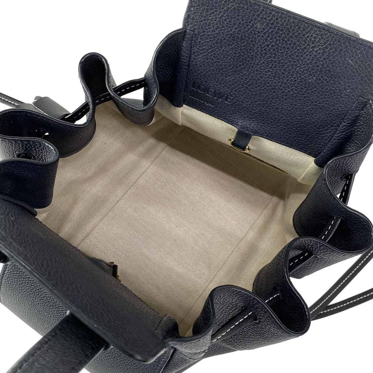 Loewe Handbag Hammock Drawstring Bag Small Navy Leather — view 7
