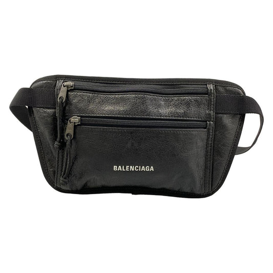 Balenciaga Waist Pouch Weekend Belt Bag Black Leather
